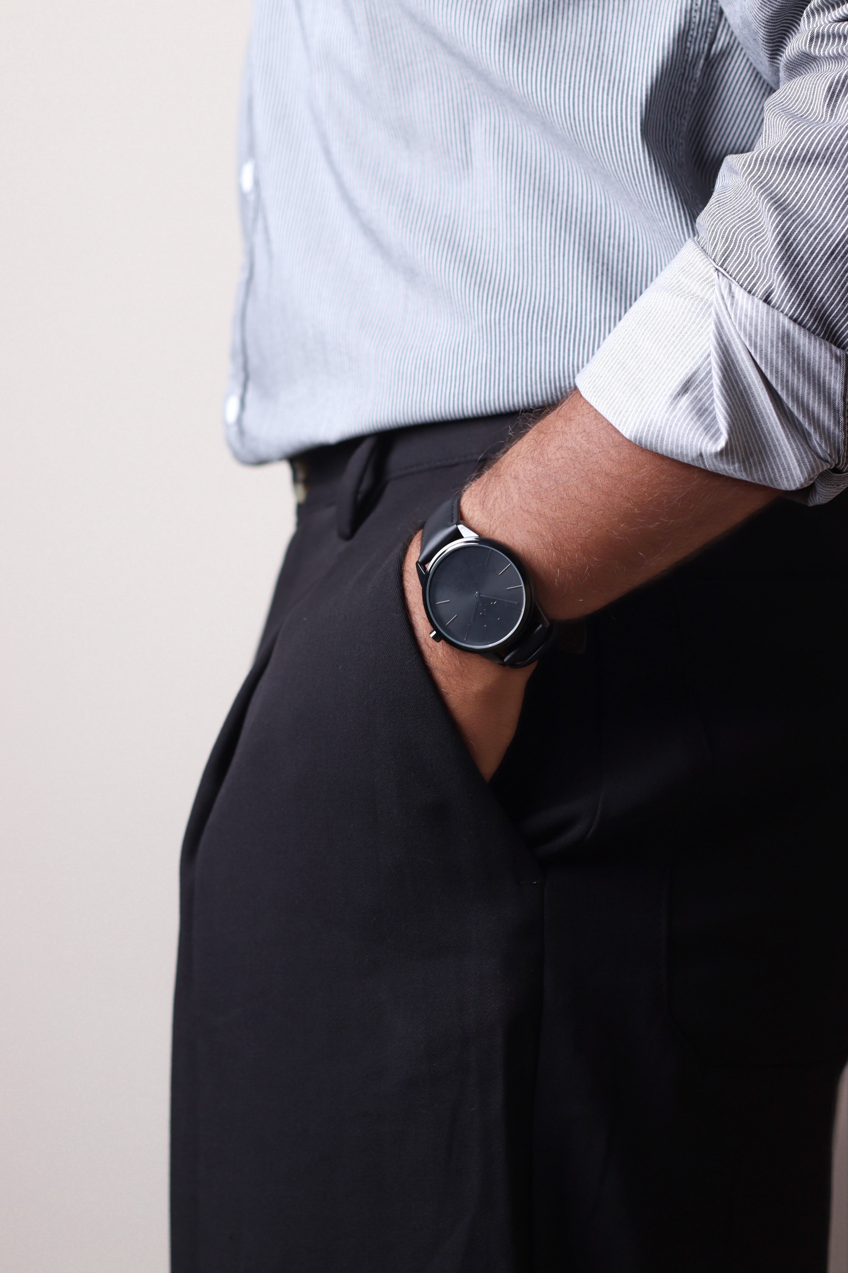Grey Striped full sleeve shirt