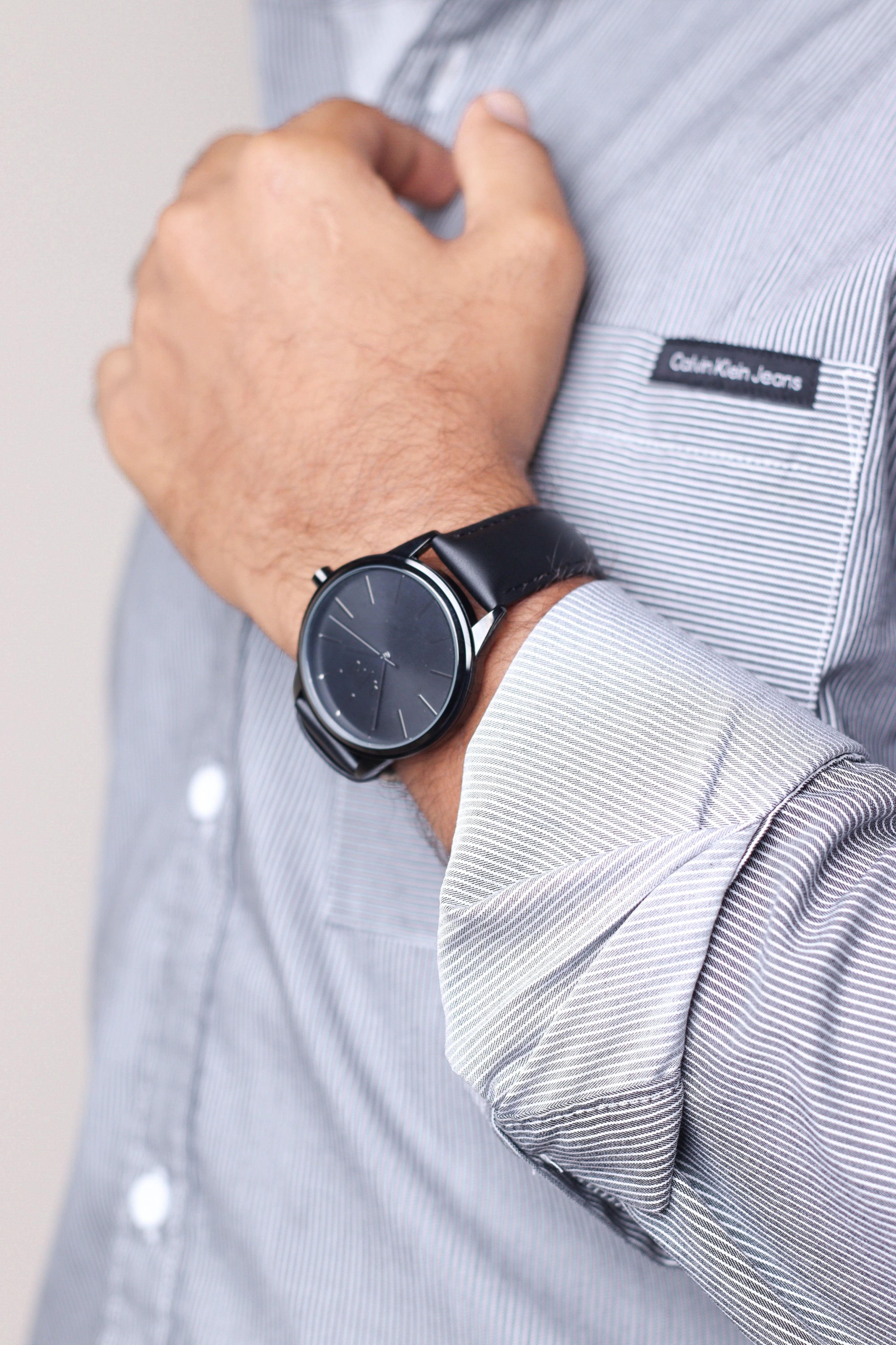 Grey Striped full sleeve shirt