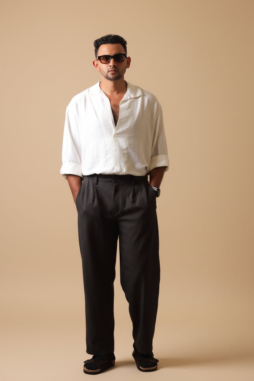 Grey wide leg trousers (Korean fit)