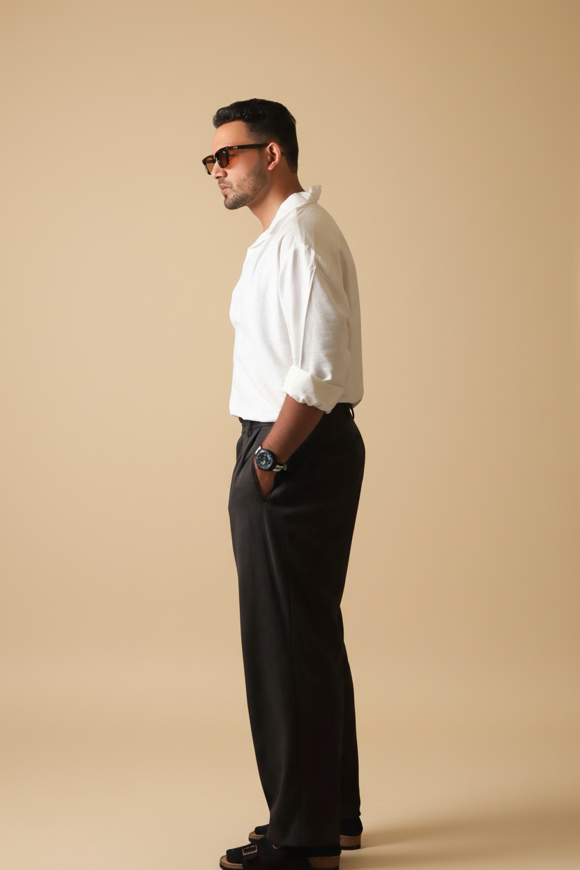 Cuban collar white shirt