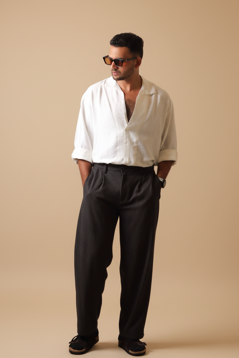 Cuban collar white shirt