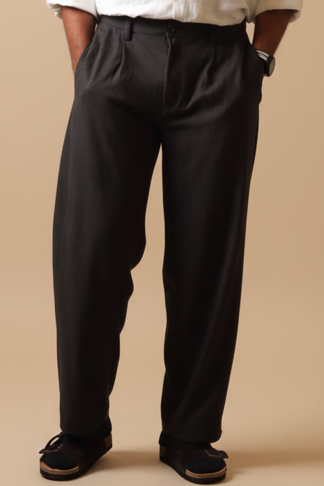 Grey wide leg trousers (Korean fit)