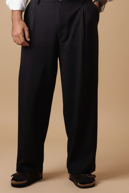 Black wide fit trouser(Korean Fit)