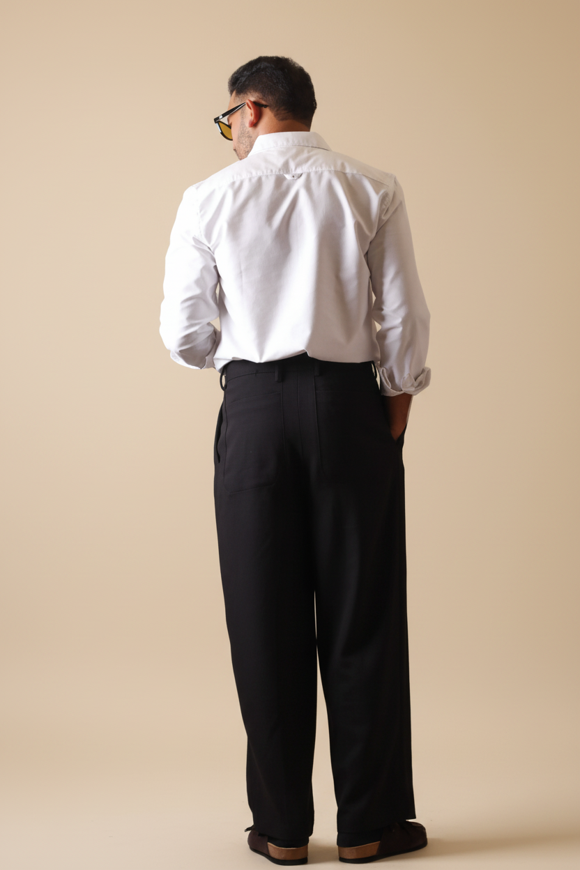 Black wide fit trouser(Korean Fit)