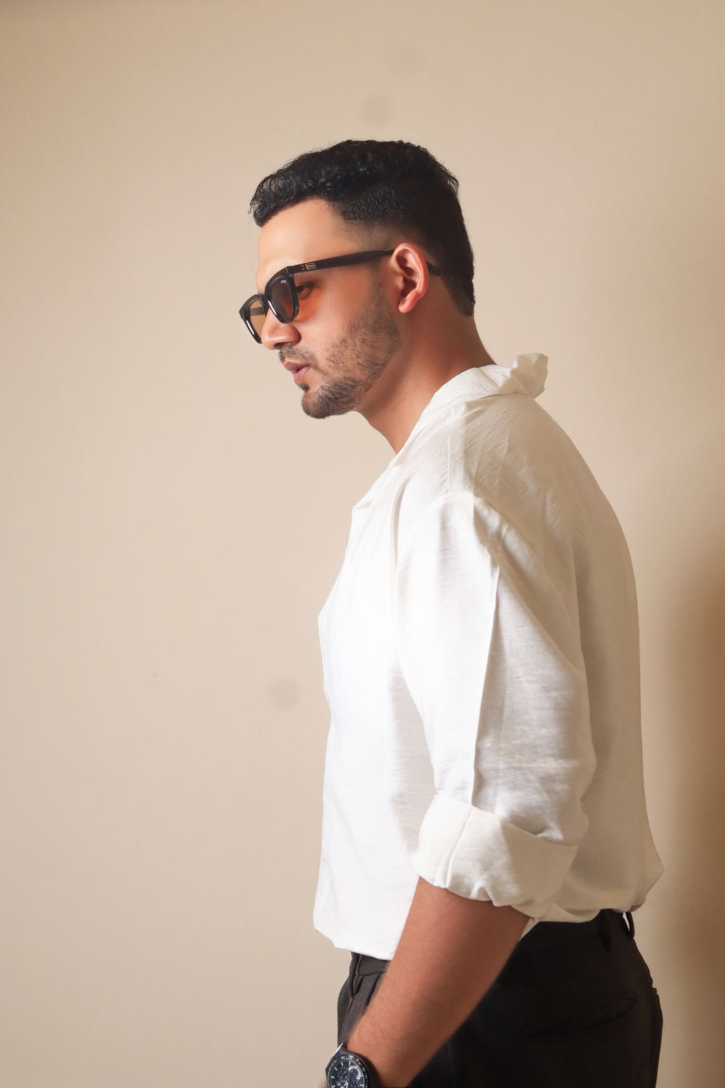 Cuban collar white shirt