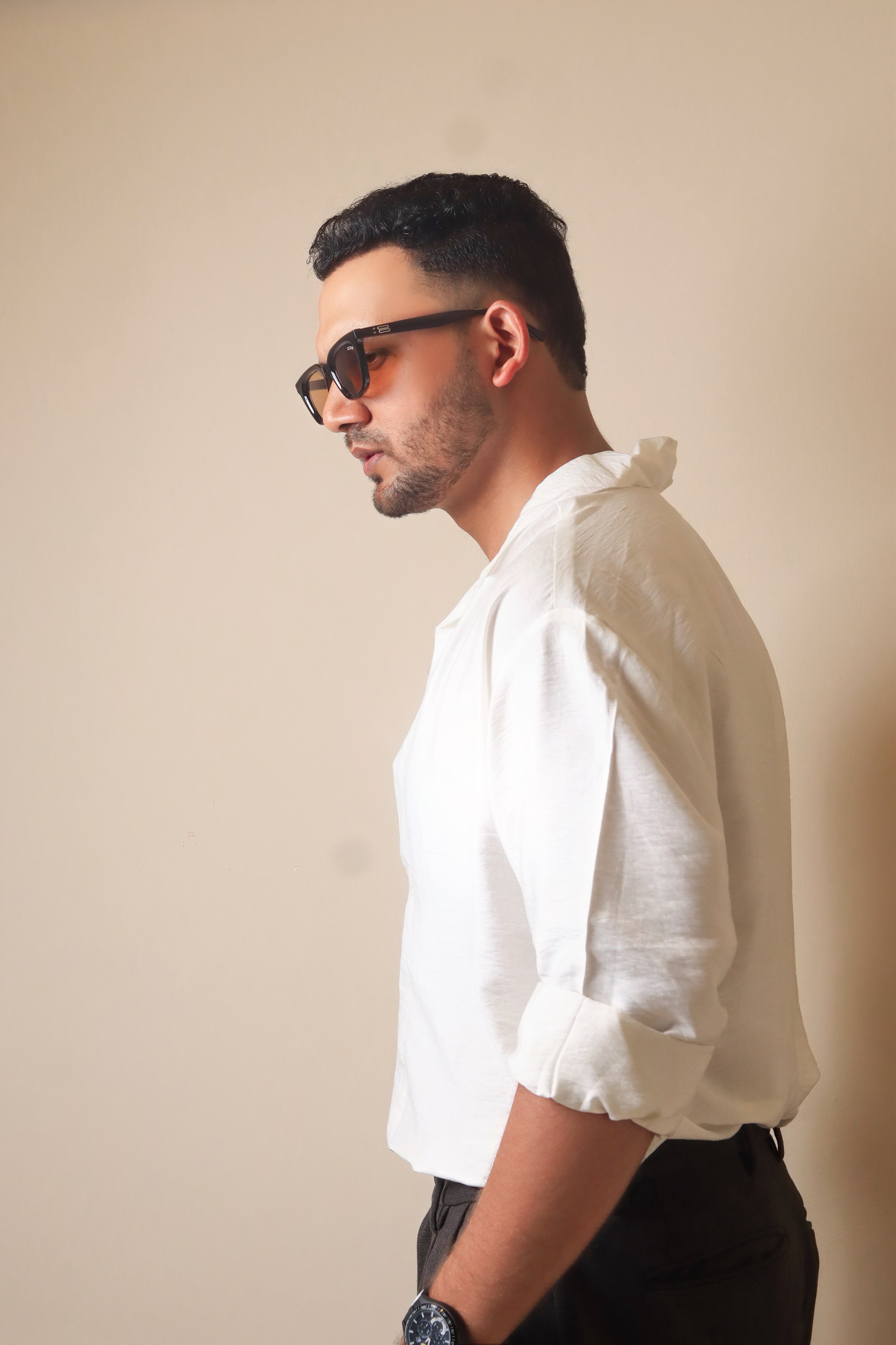 Cuban collar white shirt