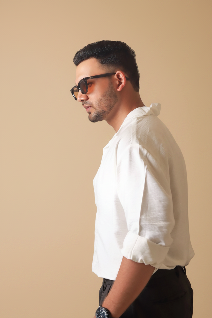 Cuban collar white shirt