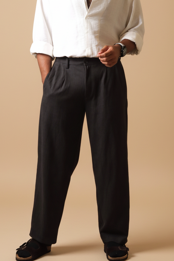 Grey wide leg trousers (Korean fit)